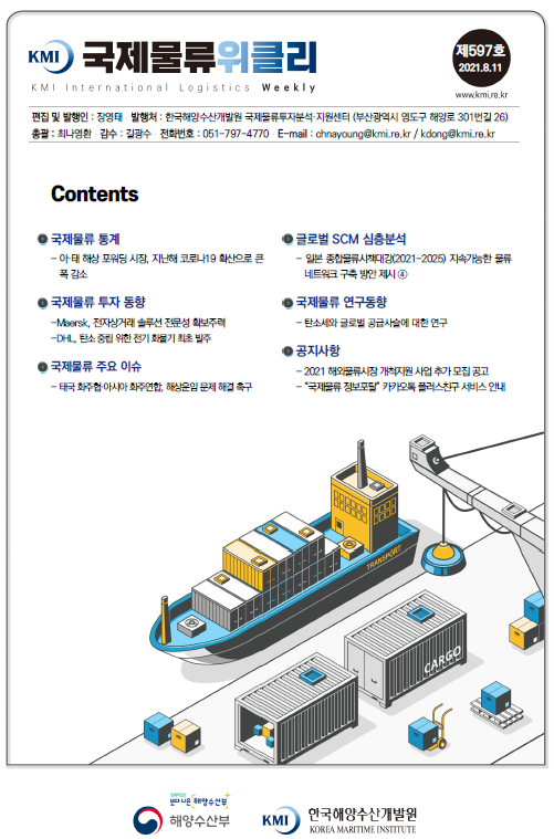 KMI 국제물류위클리 제597호 국제물류통계 국제물류주요이슈 국제물류 연구동향 공지사항 2021.8.11